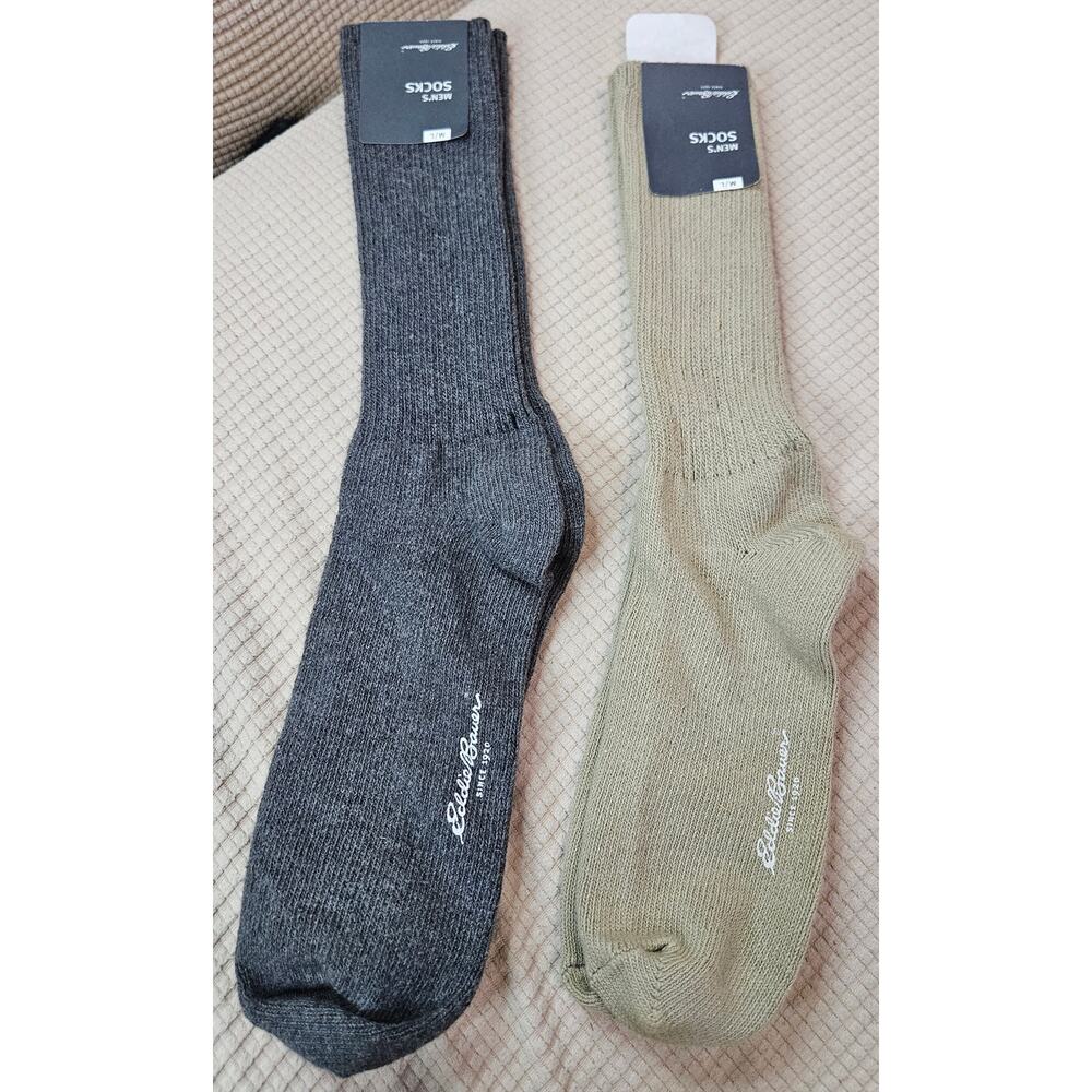 New Set of 2 Eddie Bauer Men's Crew Socks Size M/L (Shoe size 8-12)